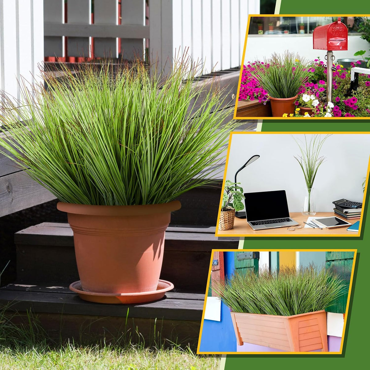 48 Pcs Faux Grass Plants Artificial Shrubs Wheat Grass