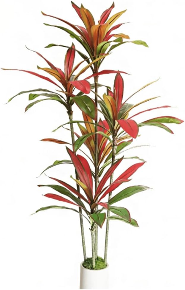 6ft Artificial Dracaena Tree for Home Decor, Potted Faux Plant with Realistic Wood Trunk & Lifelike Leaves, Low Maintenance Tall Floor Tree for Living Room, Office (6ft)