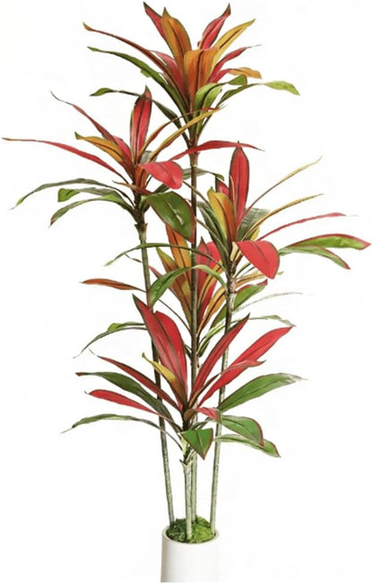 6ft Artificial Dracaena Tree for Home Decor, Potted Faux Plant with Realistic Wood Trunk & Lifelike Leaves, Low Maintenance Tall Floor Tree for Living Room, Office (6ft)