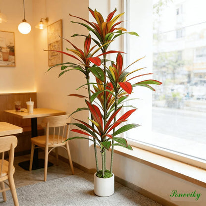 6ft Artificial Dracaena Tree for Home Decor, Potted Faux Plant with Realistic Wood Trunk & Lifelike Leaves, Low Maintenance Tall Floor Tree for Living Room, Office (6ft)