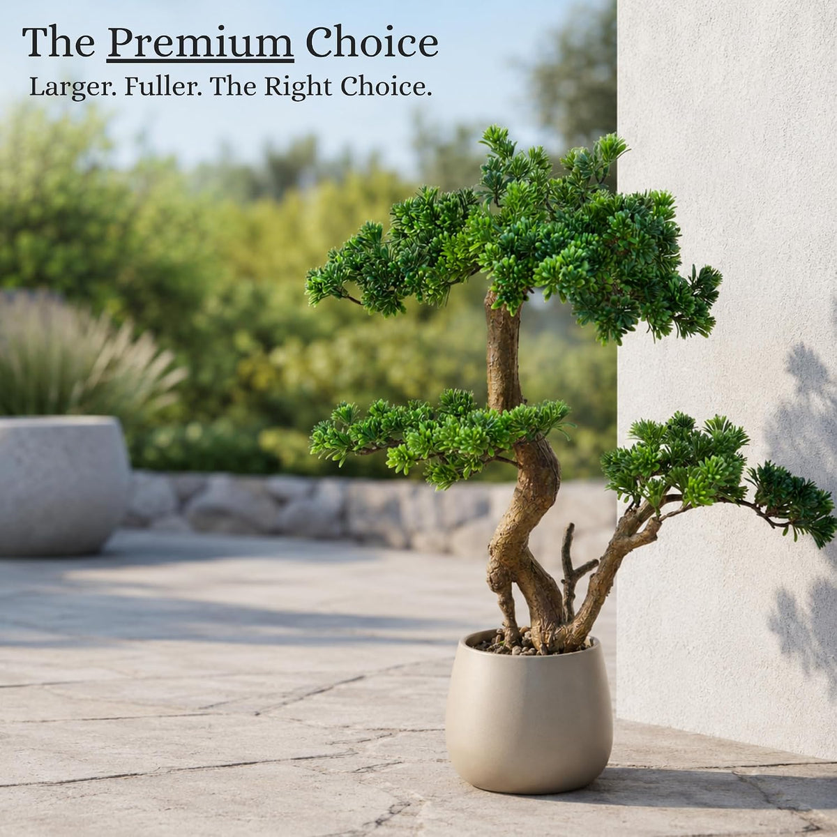 Artificial Bonsai Tree 16" Tall with Realistic Wood and Ceramic Pot, Fake Plants for Home, Bedroom and Office Desk, Japanese Decor