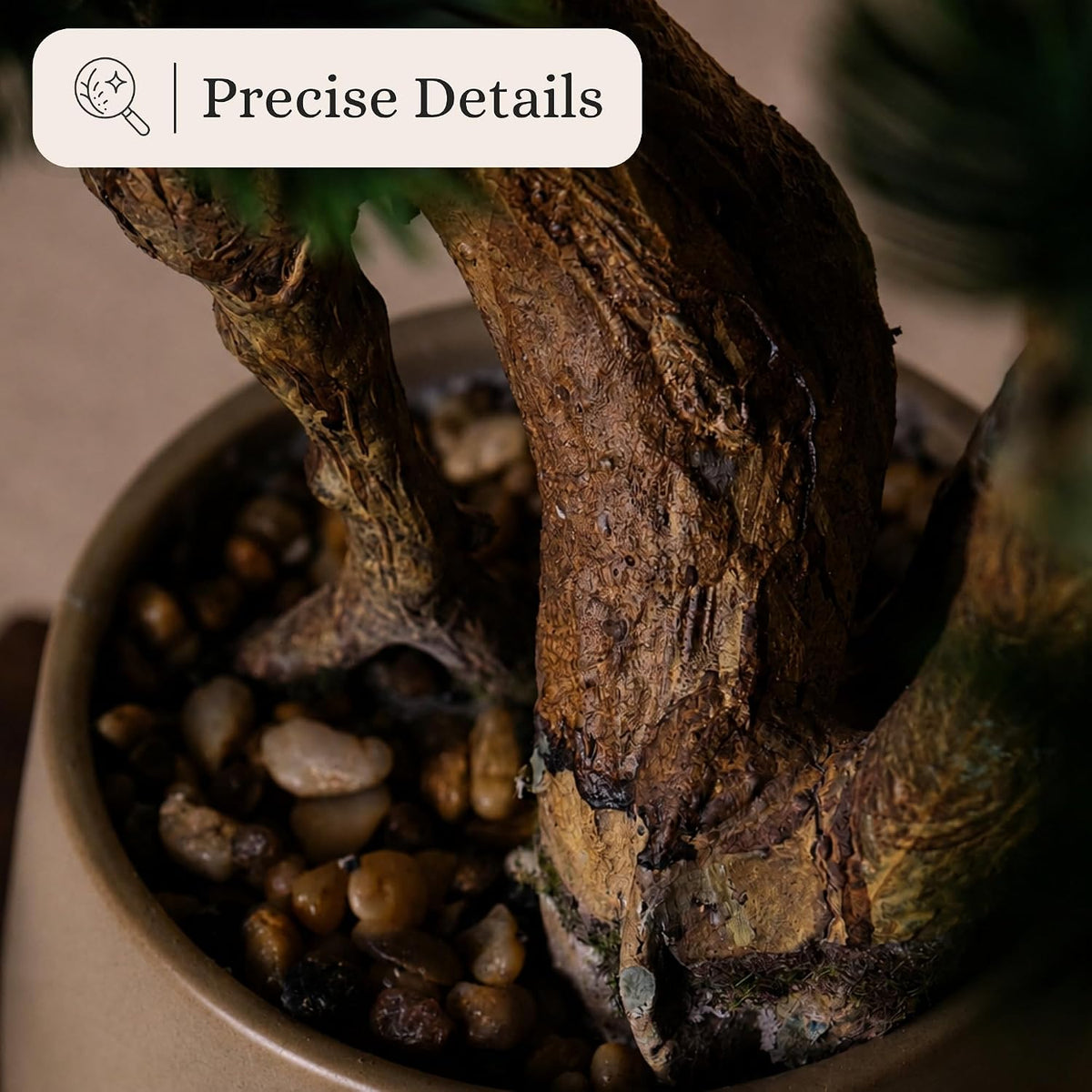 Artificial Bonsai Tree 16" Tall with Realistic Wood and Ceramic Pot, Fake Plants for Home, Bedroom and Office Desk, Japanese Decor