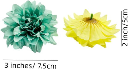 20 Pcs Dahlias Artificial Flowers Heads,Faux Dahlias Silk Flowers for Crafts with Clips,Tropical Faux Flower Cake Decorations Wreath Making Supplies for Wedding Party Birthday Gift Décor (Multicolour)