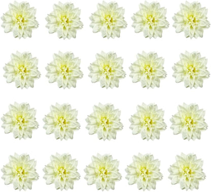 20 Pcs Dahlias Artificial Flowers Heads,Faux Dahlias Silk Flowers for Crafts with Clips,Tropical Faux Flower Cake Decorations Wreath Making Supplies for Wedding Party Birthday Gift Décor (Multicolour)