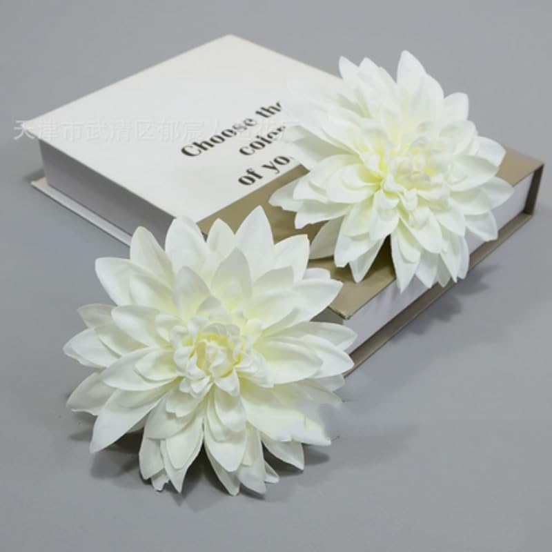 20 Pcs Dahlias Artificial Flowers Heads,Faux Dahlias Silk Flowers for Crafts with Clips,Tropical Faux Flower Cake Decorations Wreath Making Supplies for Wedding Party Birthday Gift Décor (Multicolour)