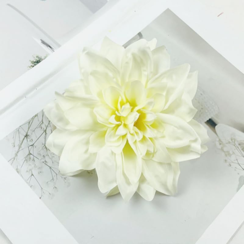 20 Pcs Dahlias Artificial Flowers Heads,Faux Dahlias Silk Flowers for Crafts with Clips,Tropical Faux Flower Cake Decorations Wreath Making Supplies for Wedding Party Birthday Gift Décor (Multicolour)