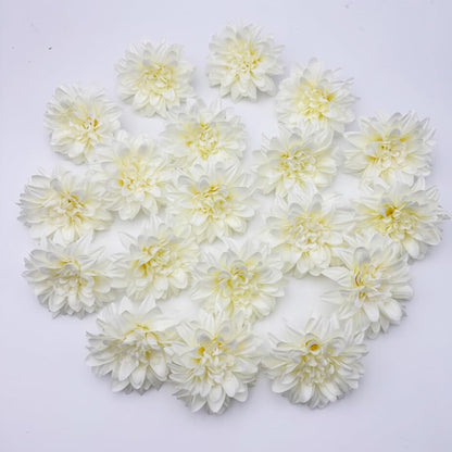 20 Pcs Dahlias Artificial Flowers Heads,Faux Dahlias Silk Flowers for Crafts with Clips,Tropical Faux Flower Cake Decorations Wreath Making Supplies for Wedding Party Birthday Gift Décor (Multicolour)