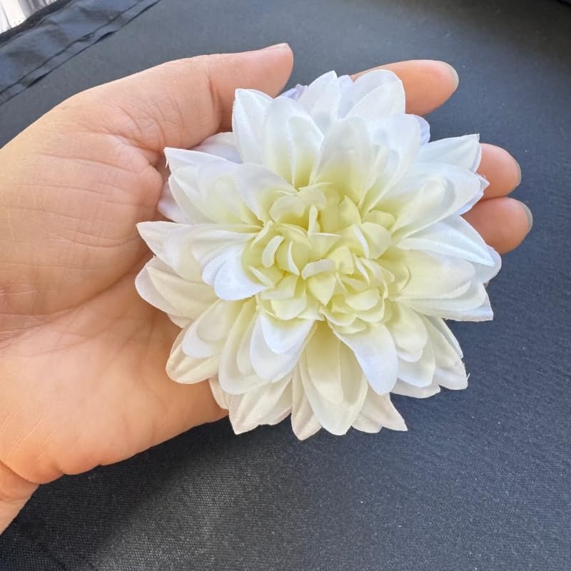20 Pcs Dahlias Artificial Flowers Heads,Faux Dahlias Silk Flowers for Crafts with Clips,Tropical Faux Flower Cake Decorations Wreath Making Supplies for Wedding Party Birthday Gift Décor (Multicolour)