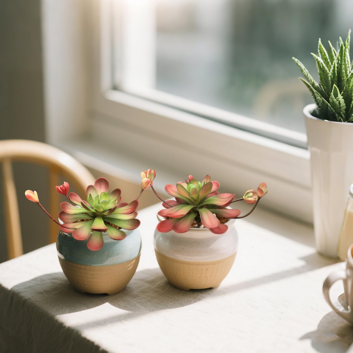 2pcs Artificial Succulent Plants, Realistic Fake Succulents, Fake Plants for Garden Arrangement Decor, Red