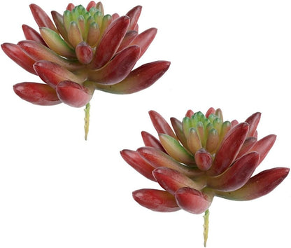 2pcs Artificial Succulent Plants, Realistic Fake Succulents, Fake Plants for Garden Arrangement Decor, Red