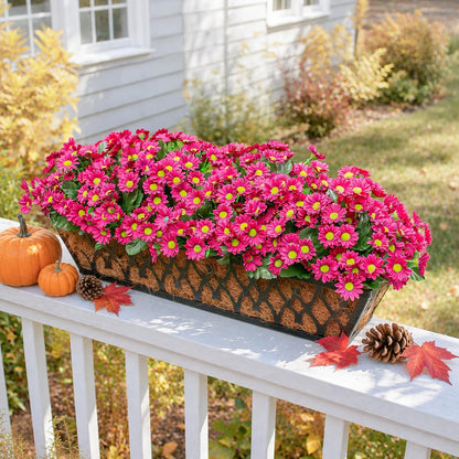 Daisy Artificial Flowers for Outdoors Autumn Fall Decoration, 6 Bundles Fake Mums Red Silk Flowers for Outside Look Real UV Resistant Fake Plants Faux Flowers for Planter Front Door Home Indoor Porch