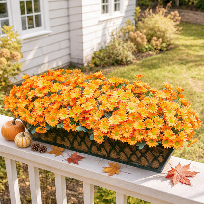 Daisy Artificial Flowers for Outdoors Autumn Fall Decoration, 6 Bundles Fake Mums Red Silk Flowers for Outside Look Real UV Resistant Fake Plants Faux Flowers for Planter Front Door Home Indoor Porch
