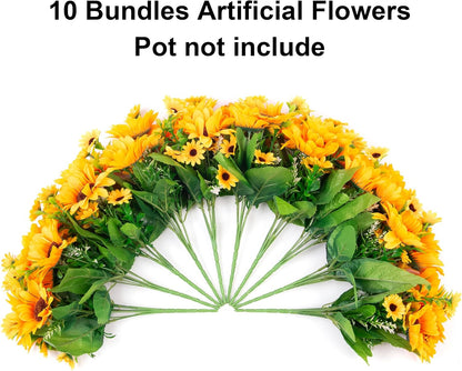 Daisy Artificial Flowers for Outdoors Autumn Fall Decoration, 6 Bundles Fake Mums Red Silk Flowers for Outside Look Real UV Resistant Fake Plants Faux Flowers for Planter Front Door Home Indoor Porch