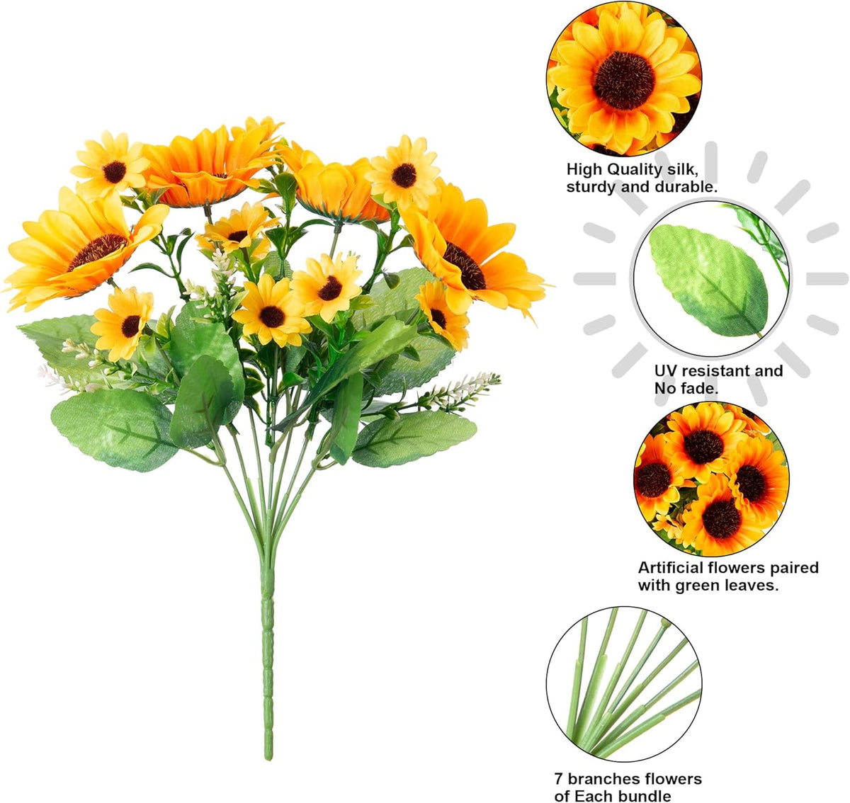 Daisy Artificial Flowers for Outdoors Autumn Fall Decoration, 6 Bundles Fake Mums Red Silk Flowers for Outside Look Real UV Resistant Fake Plants Faux Flowers for Planter Front Door Home Indoor Porch