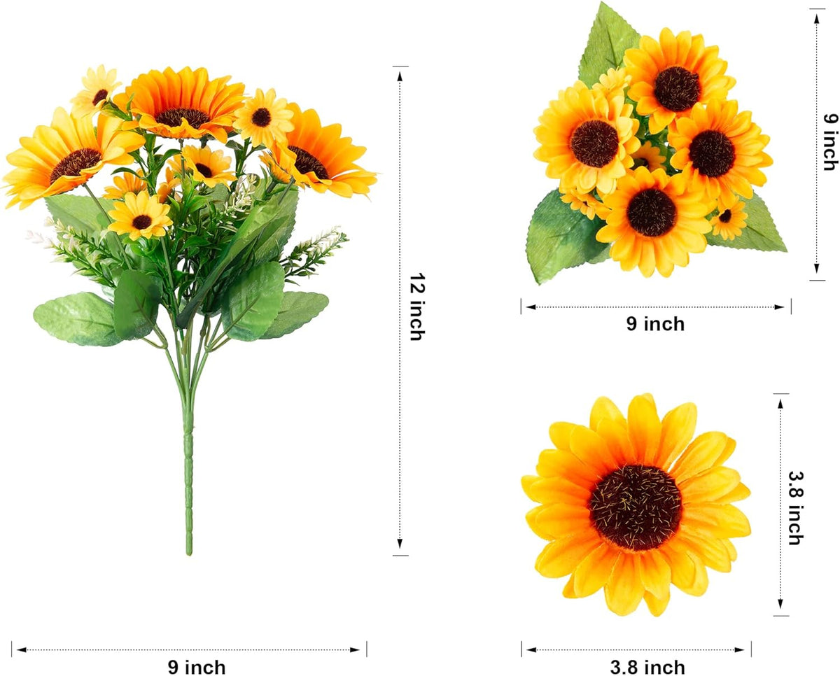 Daisy Artificial Flowers for Outdoors Autumn Fall Decoration, 6 Bundles Fake Mums Red Silk Flowers for Outside Look Real UV Resistant Fake Plants Faux Flowers for Planter Front Door Home Indoor Porch