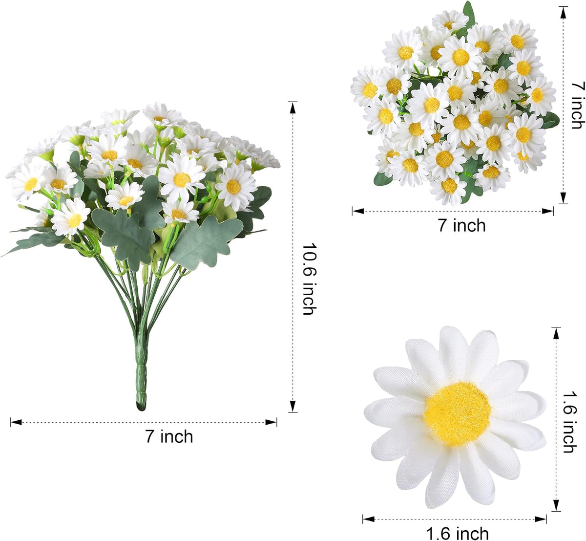 Daisy Artificial Flowers for Outdoors Autumn Fall Decoration, 6 Bundles Fake Mums Red Silk Flowers for Outside Look Real UV Resistant Fake Plants Faux Flowers for Planter Front Door Home Indoor Porch