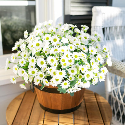 Daisy Artificial Flowers for Outdoors Autumn Fall Decoration, 6 Bundles Fake Mums Red Silk Flowers for Outside Look Real UV Resistant Fake Plants Faux Flowers for Planter Front Door Home Indoor Porch