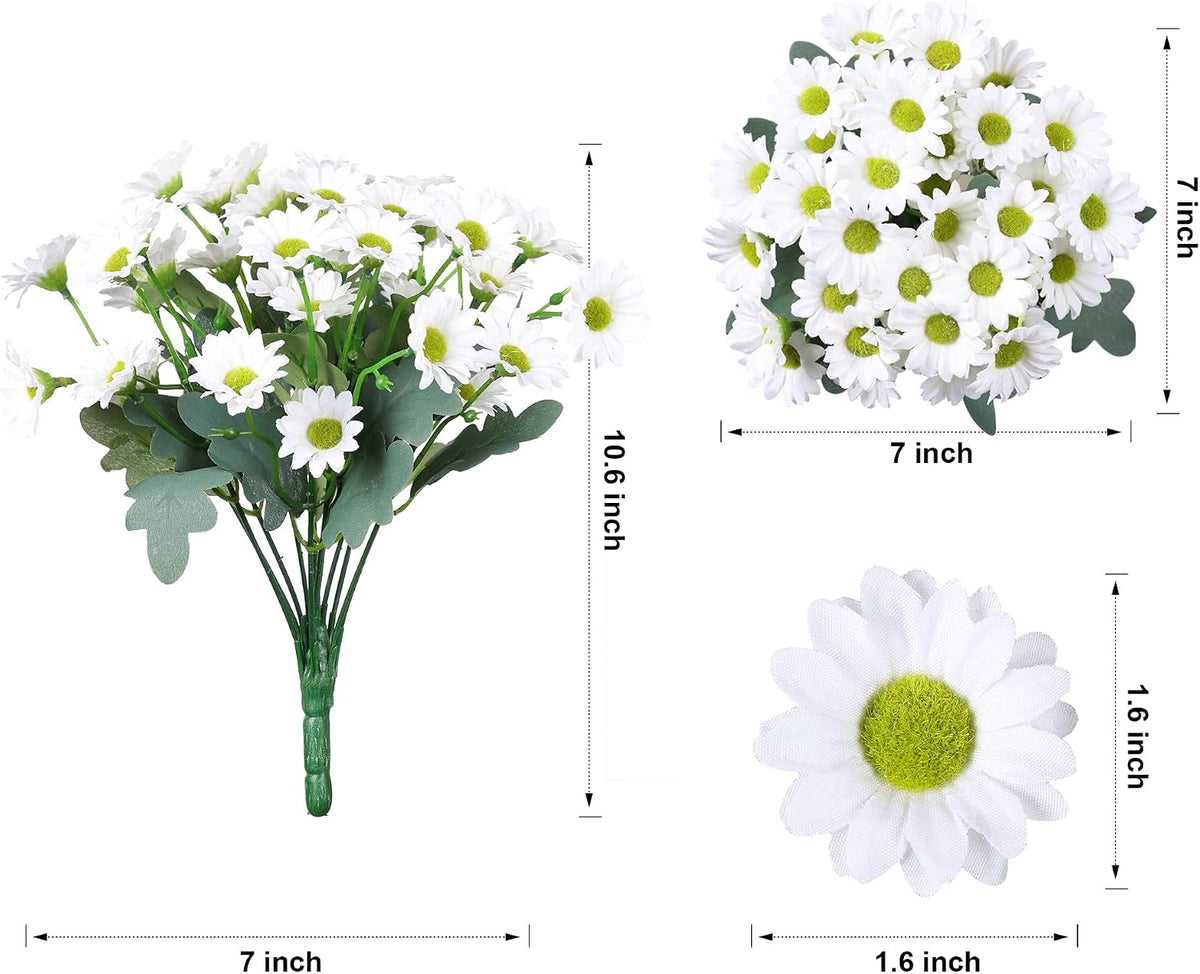 Daisy Artificial Flowers for Outdoors Autumn Fall Decoration, 6 Bundles Fake Mums Red Silk Flowers for Outside Look Real UV Resistant Fake Plants Faux Flowers for Planter Front Door Home Indoor Porch