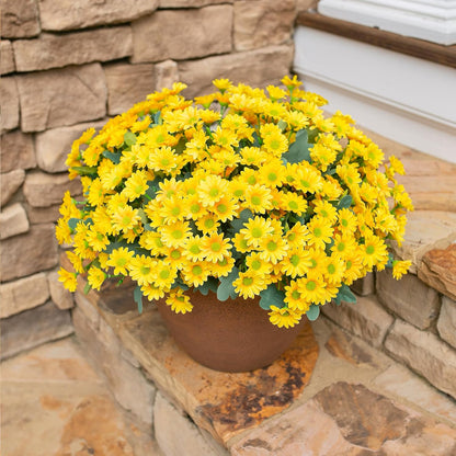 Daisy Artificial Flowers for Outdoors Autumn Fall Decoration, 6 Bundles Fake Mums Red Silk Flowers for Outside Look Real UV Resistant Fake Plants Faux Flowers for Planter Front Door Home Indoor Porch