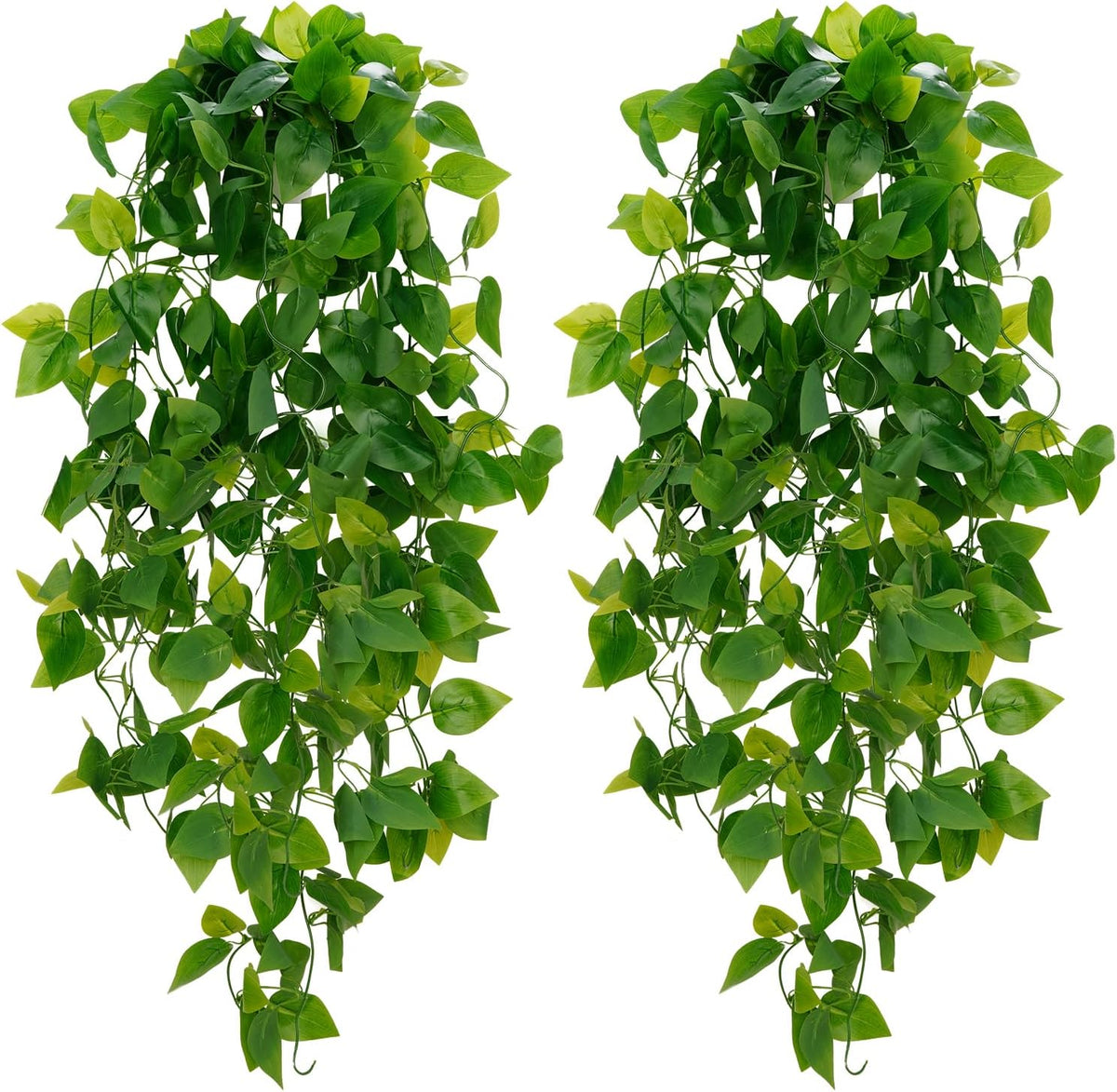 Fake Hanging Plants, Artificial Pothos Vines Faux Plants Greenery for Wall Home Living Room Office Indoor Outdoor Decor (No Baskets)