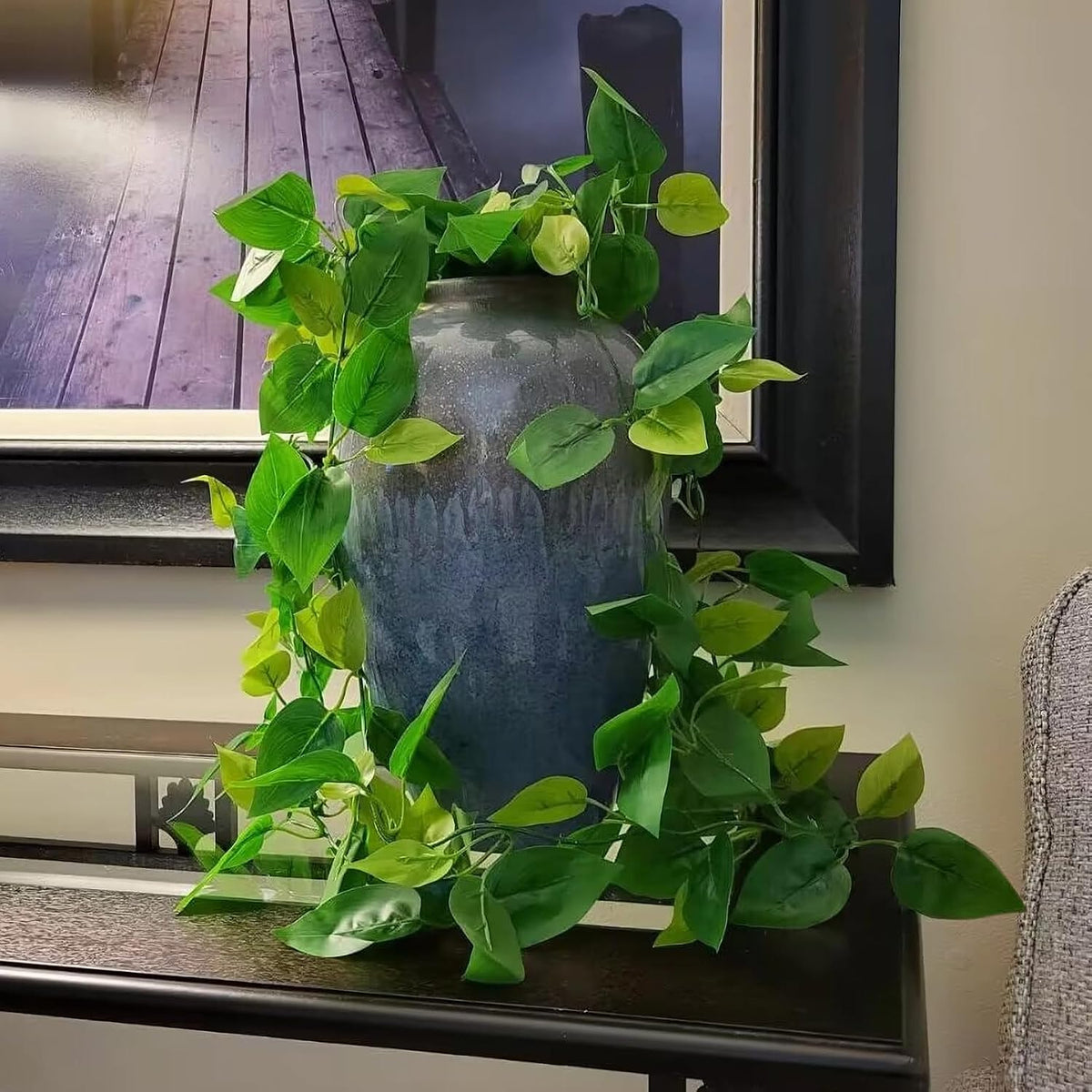 Fake Hanging Plants, Artificial Pothos Vines Faux Plants Greenery for Wall Home Living Room Office Indoor Outdoor Decor (No Baskets)