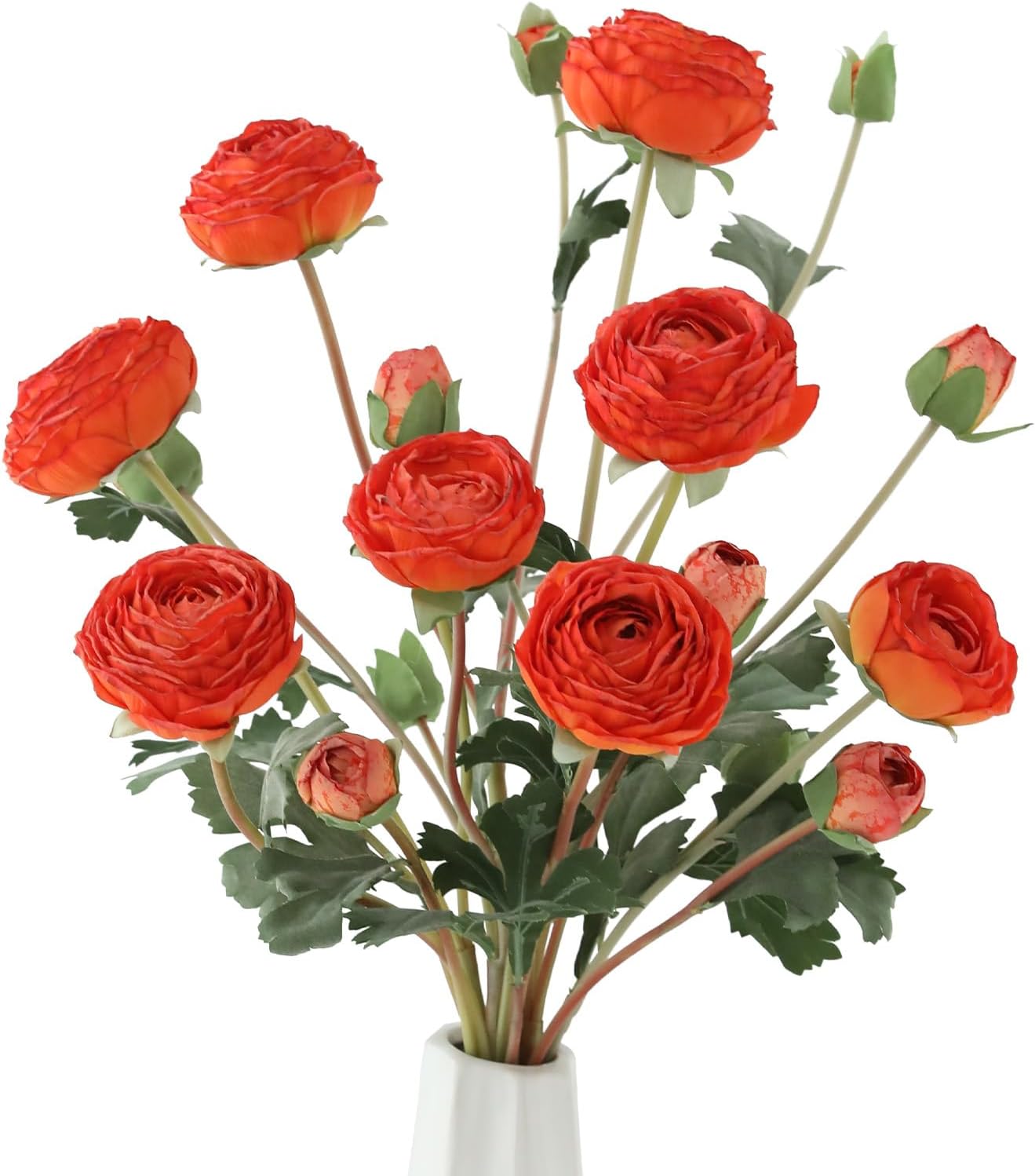 6Pcs Realistic Silk White Ranunculus Artificial Flowers Long Stems, 23.6" Tall Fake Flowers Faux Flowers Suit for Year-Round Home Decoration, Wedding, Bridal Bouquets, Office