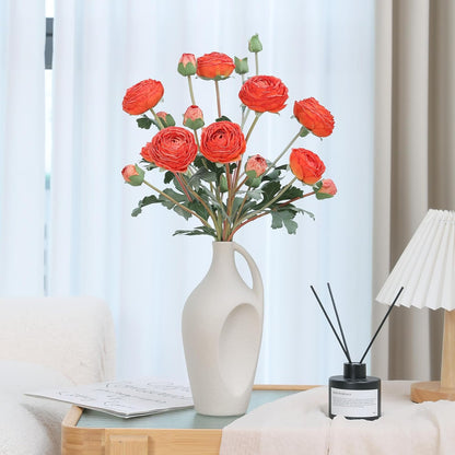 6Pcs Realistic Silk White Ranunculus Artificial Flowers Long Stems, 23.6" Tall Fake Flowers Faux Flowers Suit for Year-Round Home Decoration, Wedding, Bridal Bouquets, Office