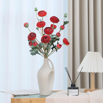 6Pcs Realistic Silk White Ranunculus Artificial Flowers Long Stems, 23.6" Tall Fake Flowers Faux Flowers Suit for Year-Round Home Decoration, Wedding, Bridal Bouquets, Office