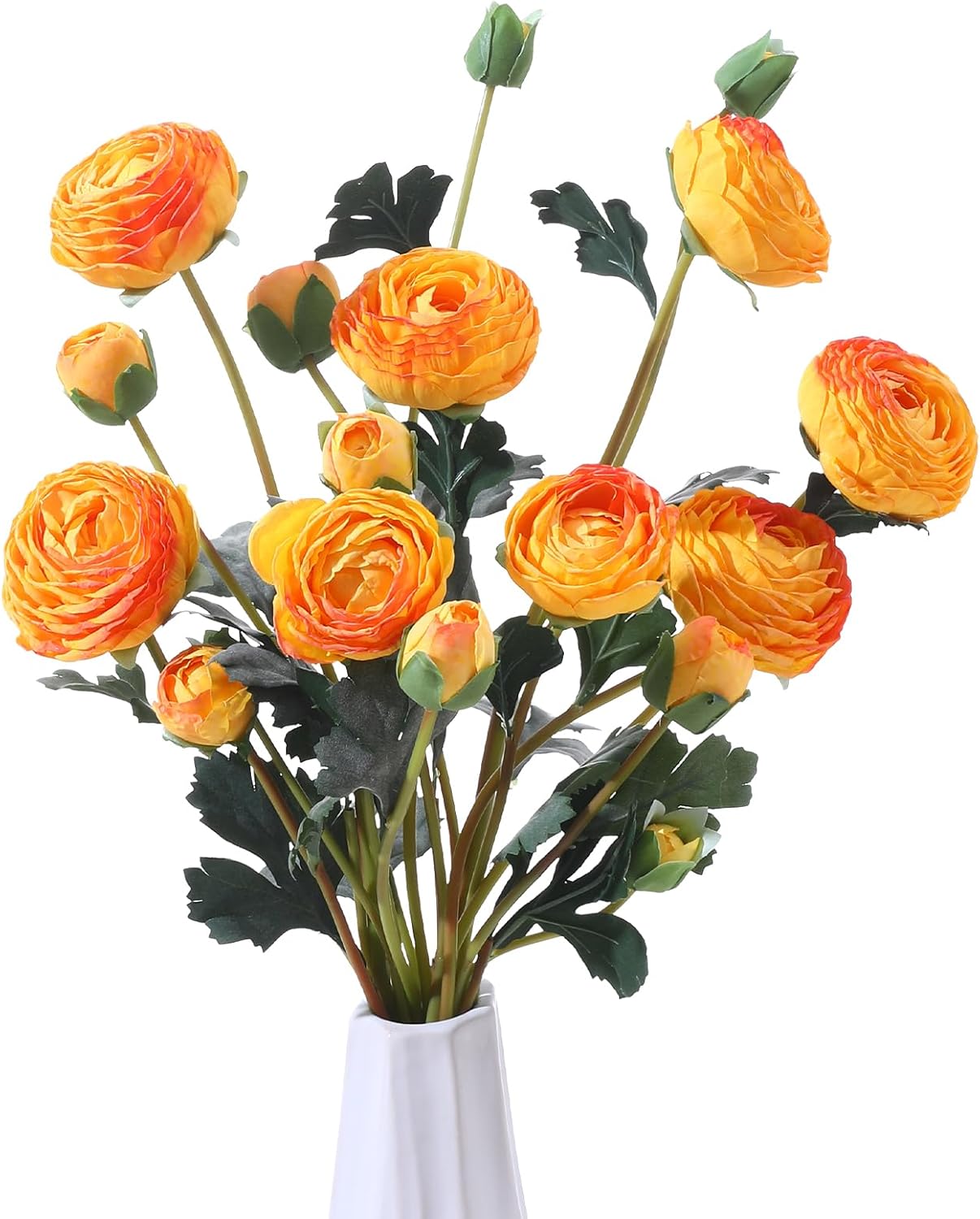 6Pcs Realistic Silk White Ranunculus Artificial Flowers Long Stems, 23.6" Tall Fake Flowers Faux Flowers Suit for Year-Round Home Decoration, Wedding, Bridal Bouquets, Office