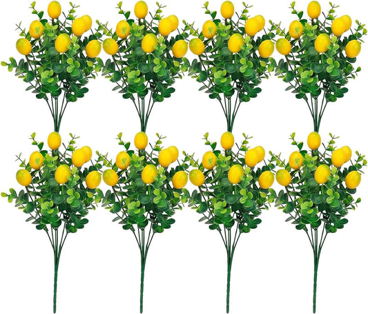 8Pk Artificial Lemon Branches Spring Summer Farmhouse Lemon Decor Greenery