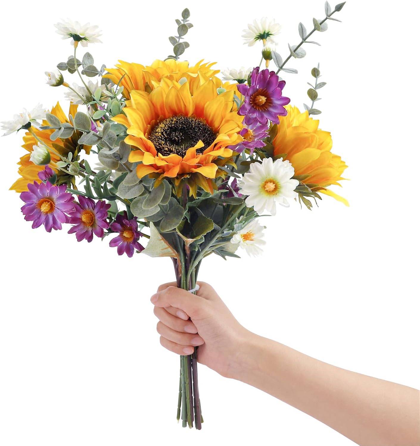 Artificial Sunflowers Fake Cemetery Flowers for Grave Bouquet with Sunflowers for Bridal Bouquets Wedding Centerpieces Decor Party Table Gravesites Fall Floral Arrangements Home Decoration