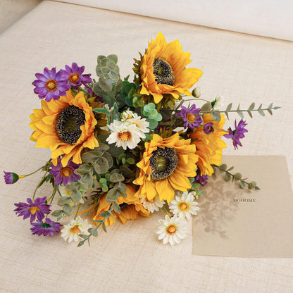 Artificial Sunflowers Fake Cemetery Flowers for Grave Bouquet with Sunflowers for Bridal Bouquets Wedding Centerpieces Decor Party Table Gravesites Fall Floral Arrangements Home Decoration