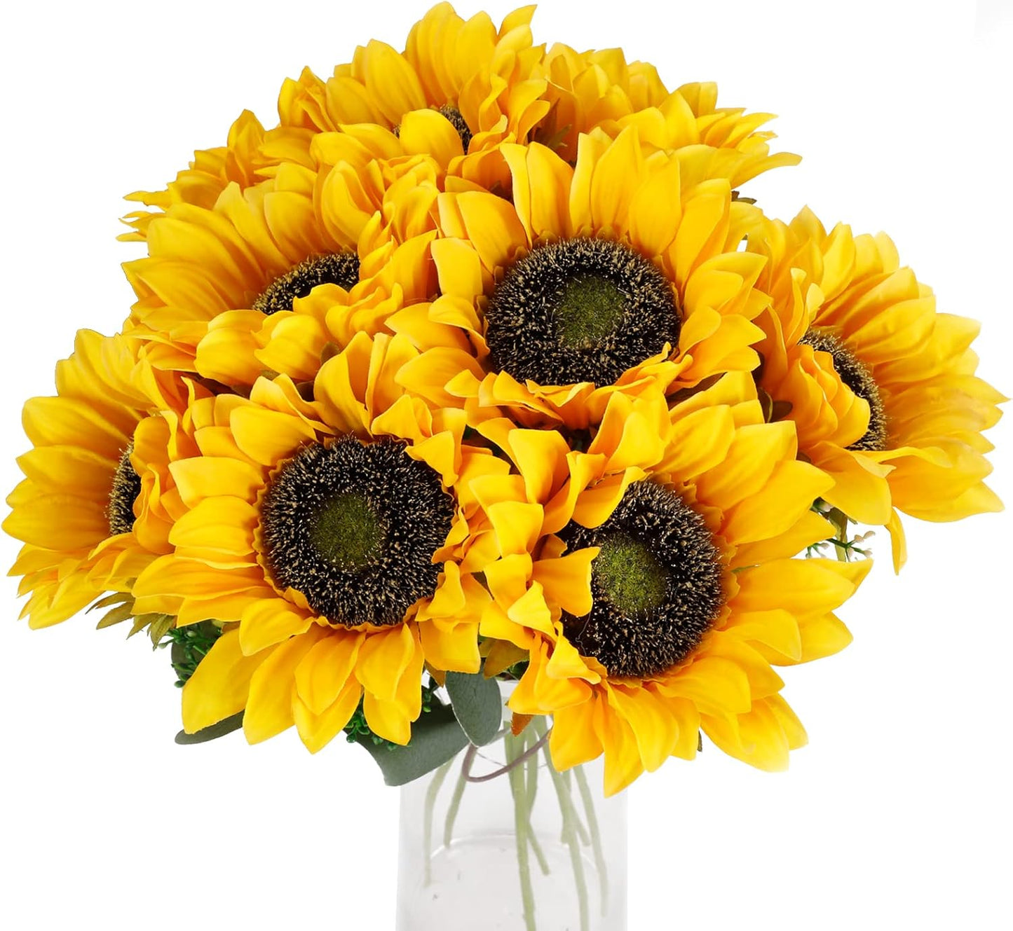 Artificial Sunflowers Fake Cemetery Flowers for Grave Bouquet with Sunflowers for Bridal Bouquets Wedding Centerpieces Decor Party Table Gravesites Fall Floral Arrangements Home Decoration