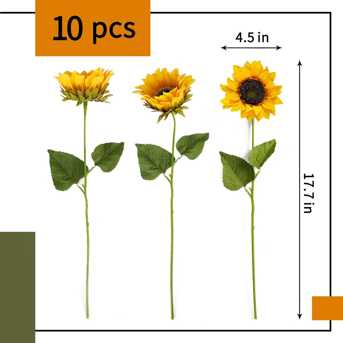 Artificial Sunflowers Fake Cemetery Flowers for Grave Bouquet with Sunflowers for Bridal Bouquets Wedding Centerpieces Decor Party Table Gravesites Fall Floral Arrangements Home Decoration