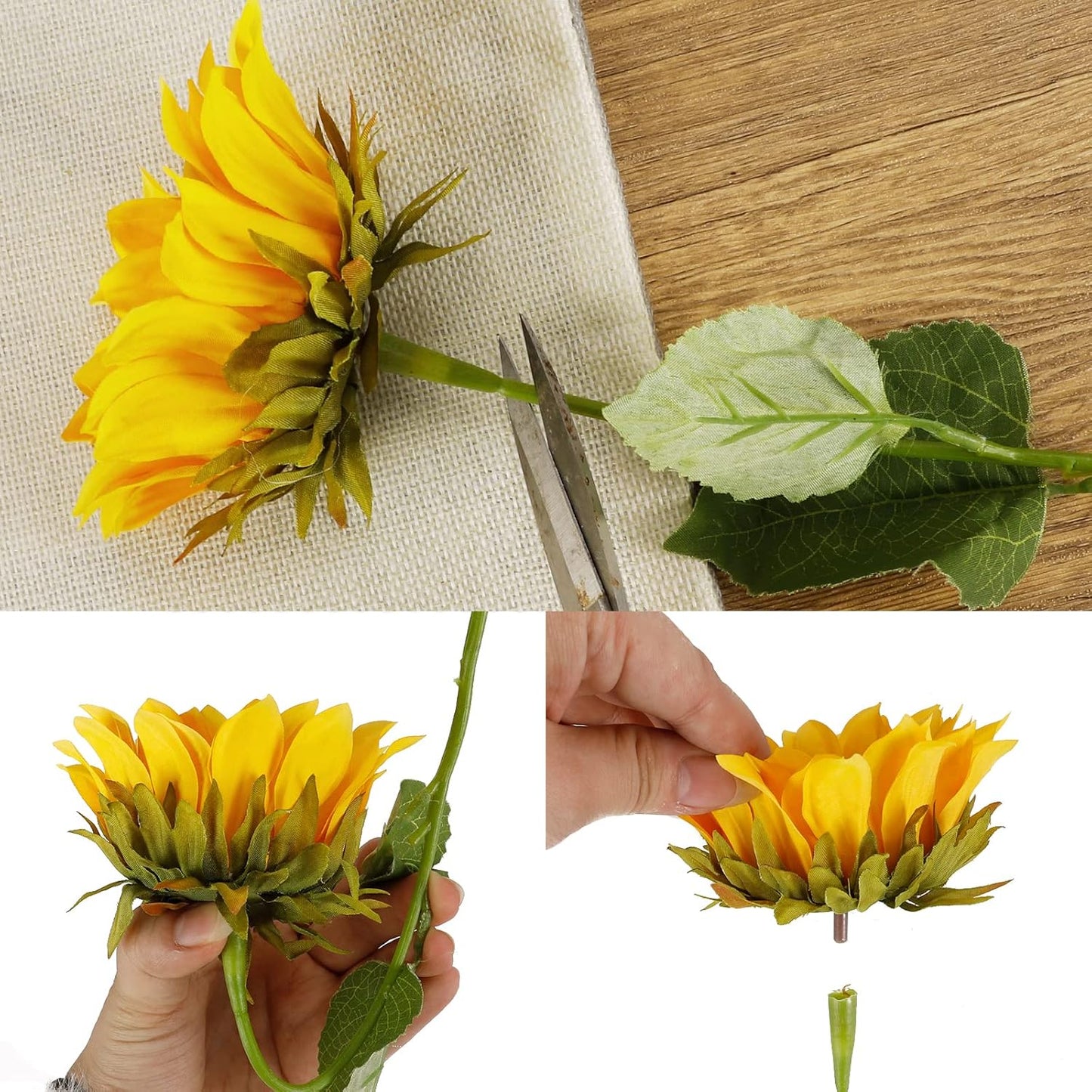 Artificial Sunflowers Fake Cemetery Flowers for Grave Bouquet with Sunflowers for Bridal Bouquets Wedding Centerpieces Decor Party Table Gravesites Fall Floral Arrangements Home Decoration