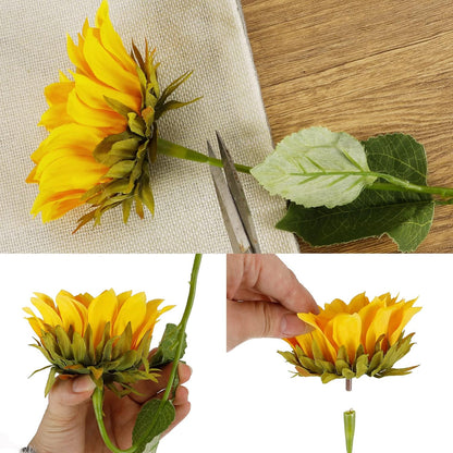 Artificial Sunflowers Fake Cemetery Flowers for Grave Bouquet with Sunflowers for Bridal Bouquets Wedding Centerpieces Decor Party Table Gravesites Fall Floral Arrangements Home Decoration