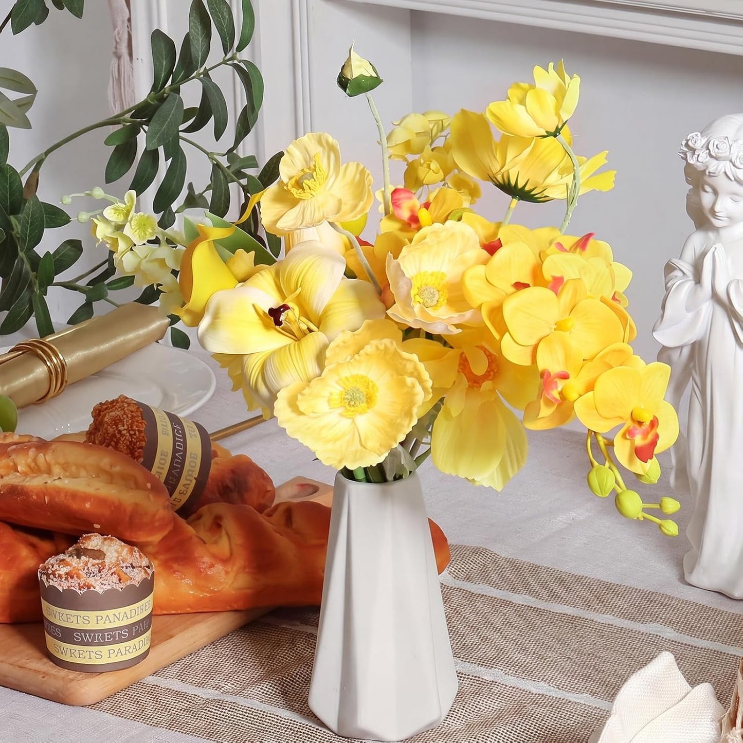Artificial Sunflowers Fake Cemetery Flowers for Grave Bouquet with Sunflowers for Bridal Bouquets Wedding Centerpieces Decor Party Table Gravesites Fall Floral Arrangements Home Decoration