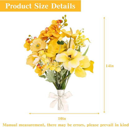 Artificial Sunflowers Fake Cemetery Flowers for Grave Bouquet with Sunflowers for Bridal Bouquets Wedding Centerpieces Decor Party Table Gravesites Fall Floral Arrangements Home Decoration