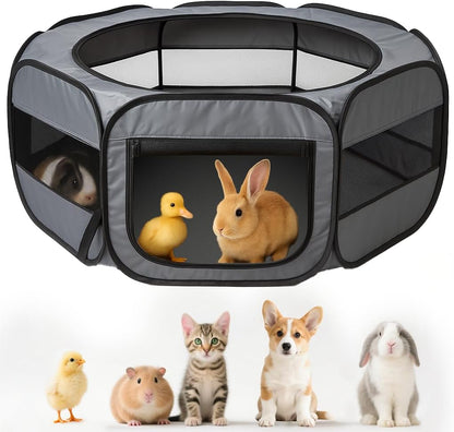 Extra Large Small Animal Playpen, Waterproof Foldable Pet Pen,Dark Grey