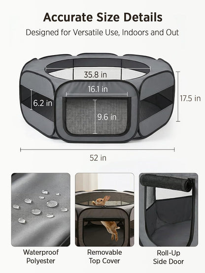 Extra Large Small Animal Playpen, Waterproof Foldable Pet Pen,Dark Grey