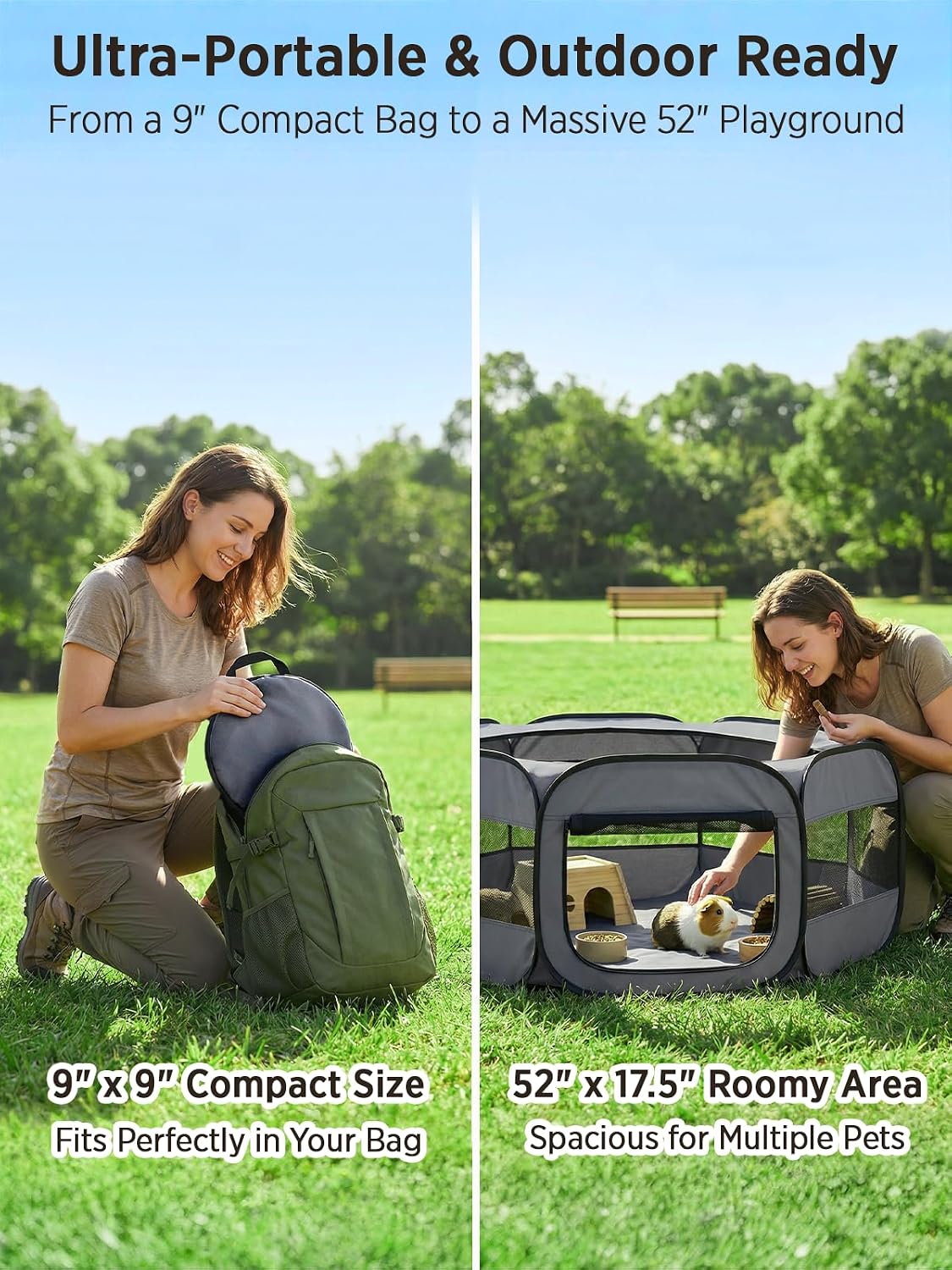 Extra Large Small Animal Playpen, Waterproof Foldable Pet Pen,Dark Grey