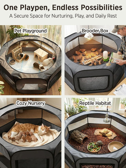 Extra Large Small Animal Playpen, Waterproof Foldable Pet Pen,Dark Grey