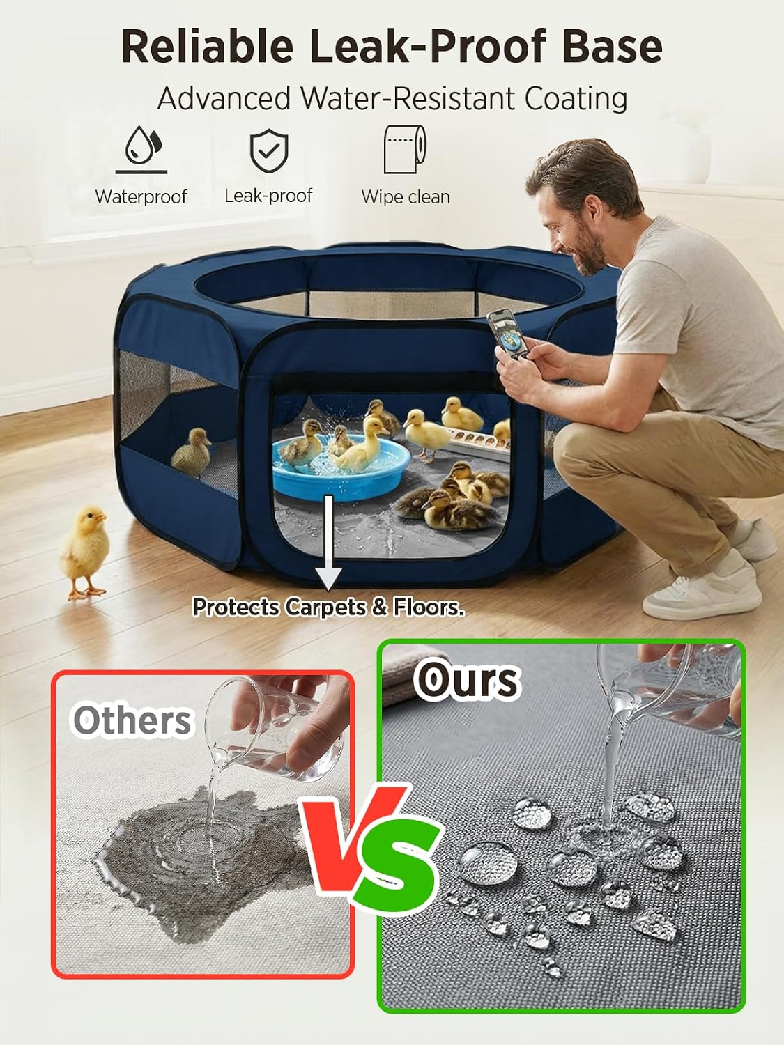 Extra Large Small Animal Playpen, Waterproof Foldable Pet Pen,Dark Grey