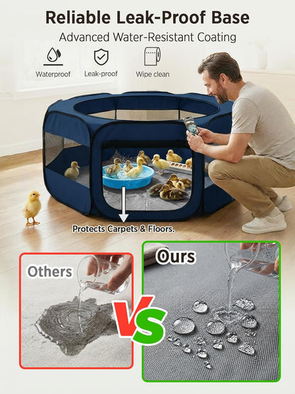 Extra Large Small Animal Playpen, Waterproof Foldable Pet Pen,Dark Grey