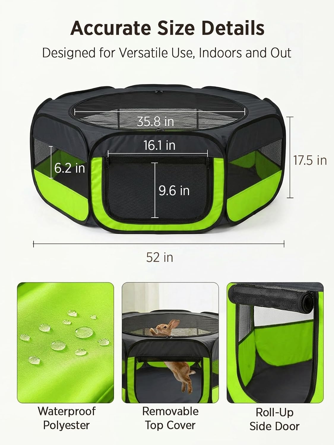 Extra Large Small Animal Playpen, Waterproof Foldable Pet Pen,Dark Grey