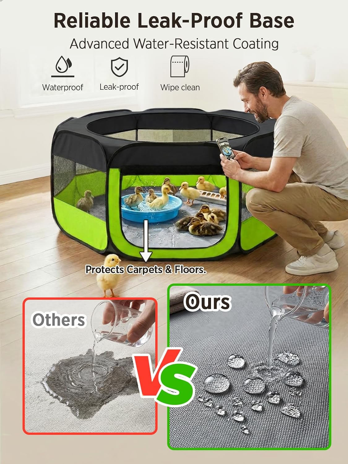 Extra Large Small Animal Playpen, Waterproof Foldable Pet Pen,Dark Grey