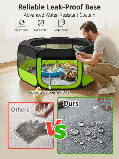 Extra Large Small Animal Playpen, Waterproof Foldable Pet Pen,Dark Grey