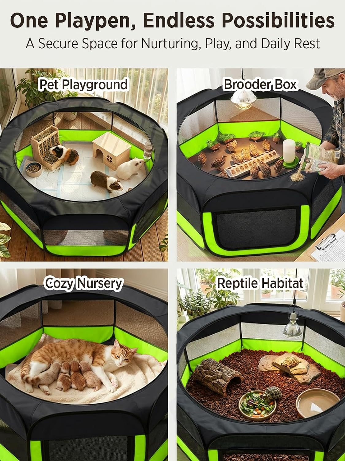 Extra Large Small Animal Playpen, Waterproof Foldable Pet Pen,Dark Grey