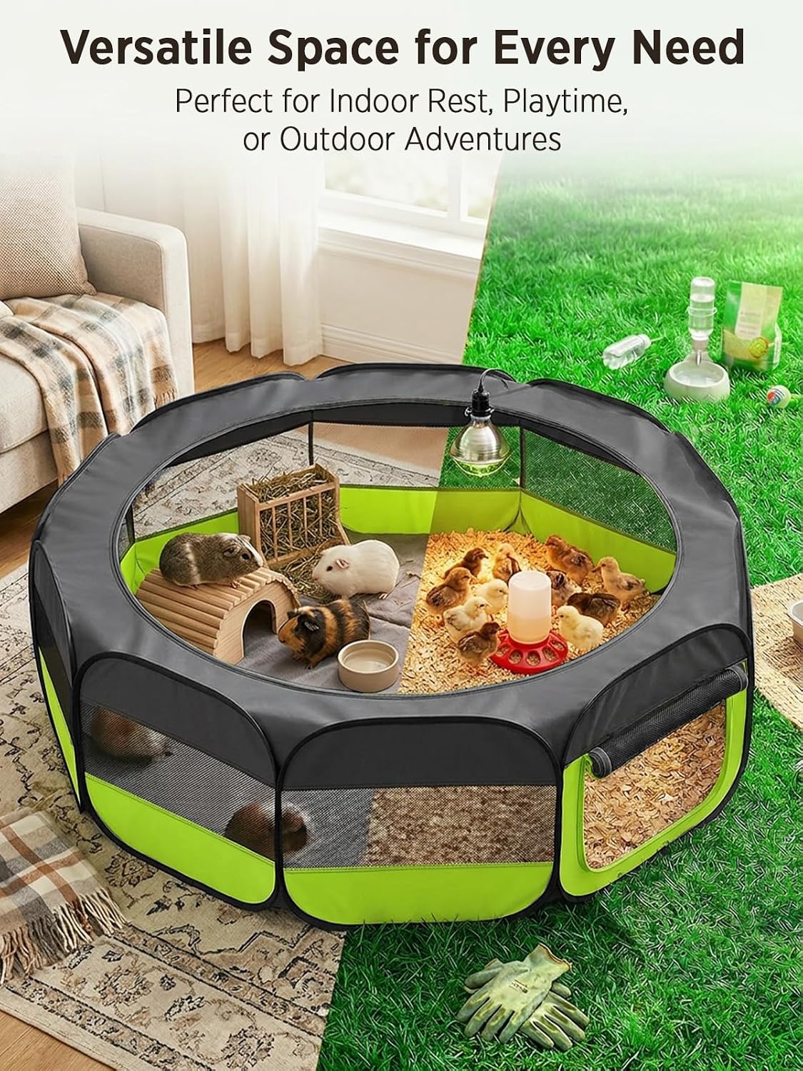 Extra Large Small Animal Playpen, Waterproof Foldable Pet Pen,Dark Grey