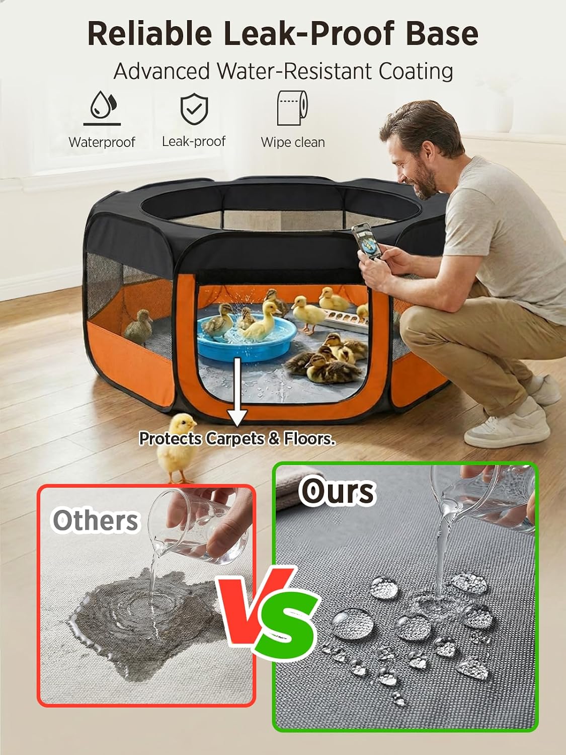 Extra Large Small Animal Playpen, Waterproof Foldable Pet Pen,Dark Grey